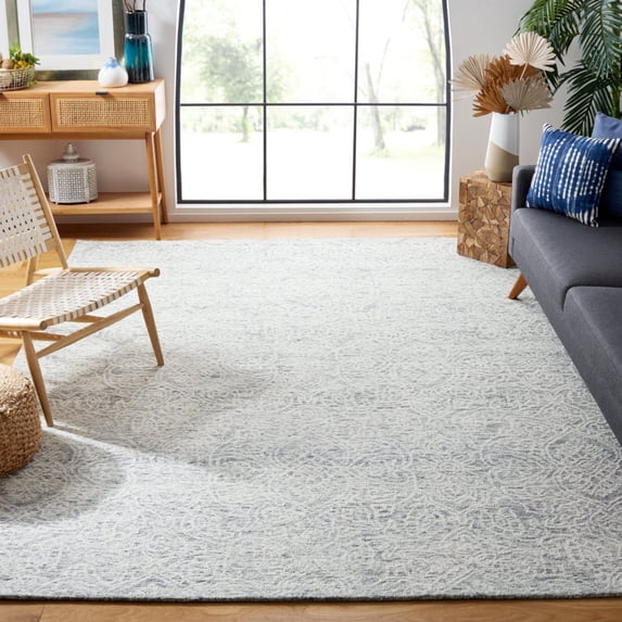 SAFAVIEH Metro Aditi Medallion Area Rug, Dark Grey/Ivory, 9' x 12'