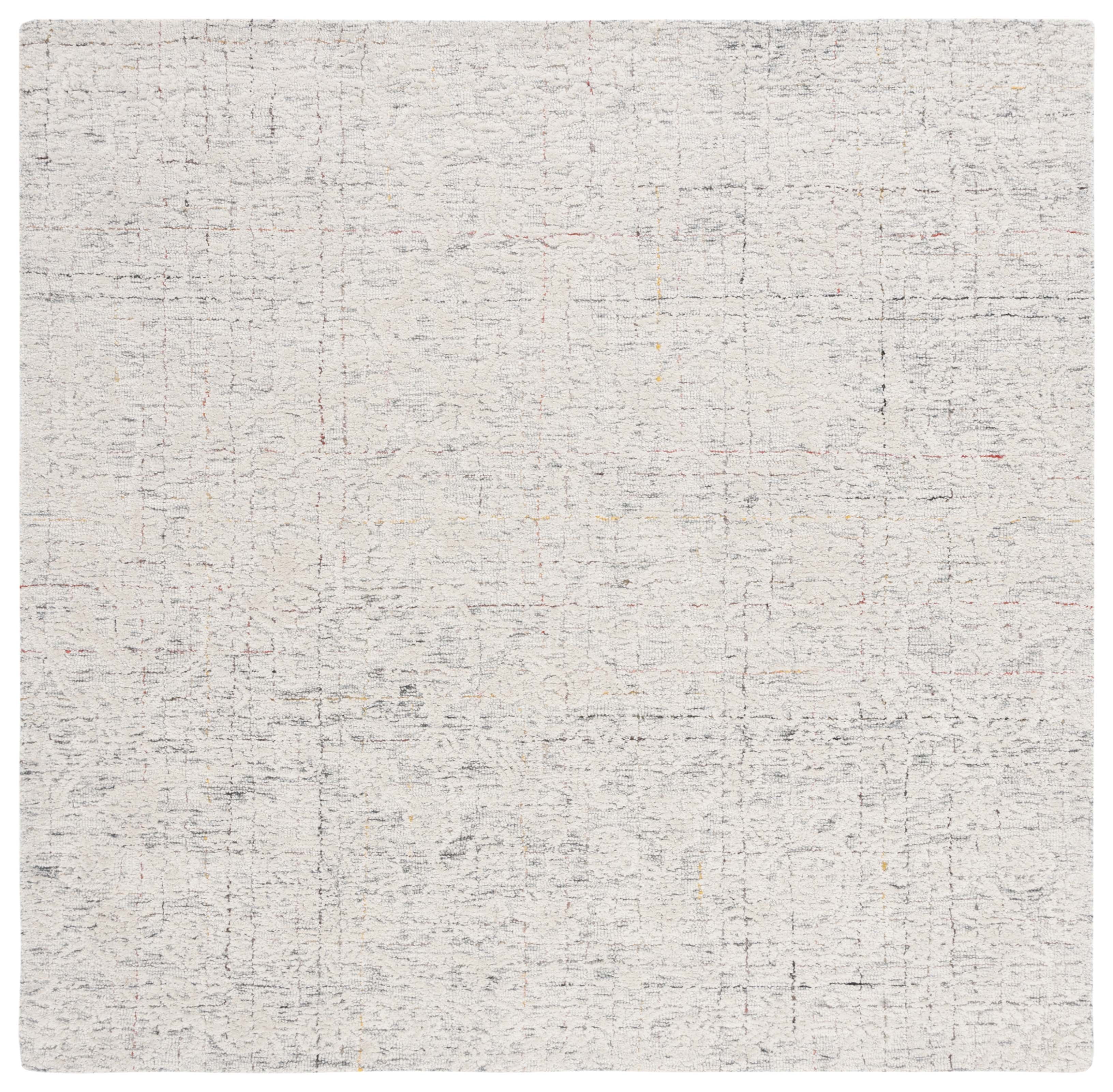 Elegance Grey & Ivory Hand-Tufted Wool Square Rug - 6'x6'