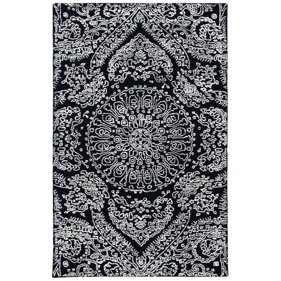 SAFAVIEH Metro Alaois Medallion Area Rug, Black/Ivory, 5' x 8'