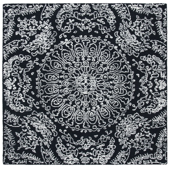 SAFAVIEH Metro Alaois Medallion Area Rug, Black/Ivory, 6' x 6' Square