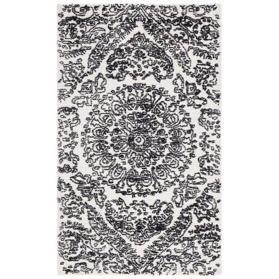 SAFAVIEH Metro Alaois Medallion Area Rug, Ivory/Black, 3' x 5'