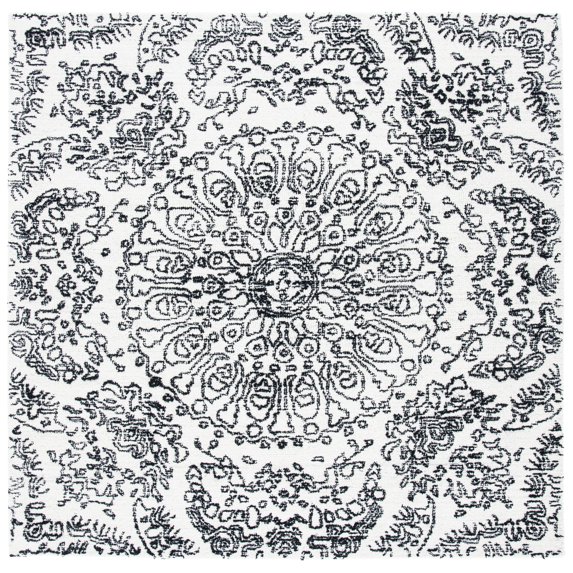 SAFAVIEH Metro Alaois Medallion Area Rug, Ivory/Black, 6' x 6' Square