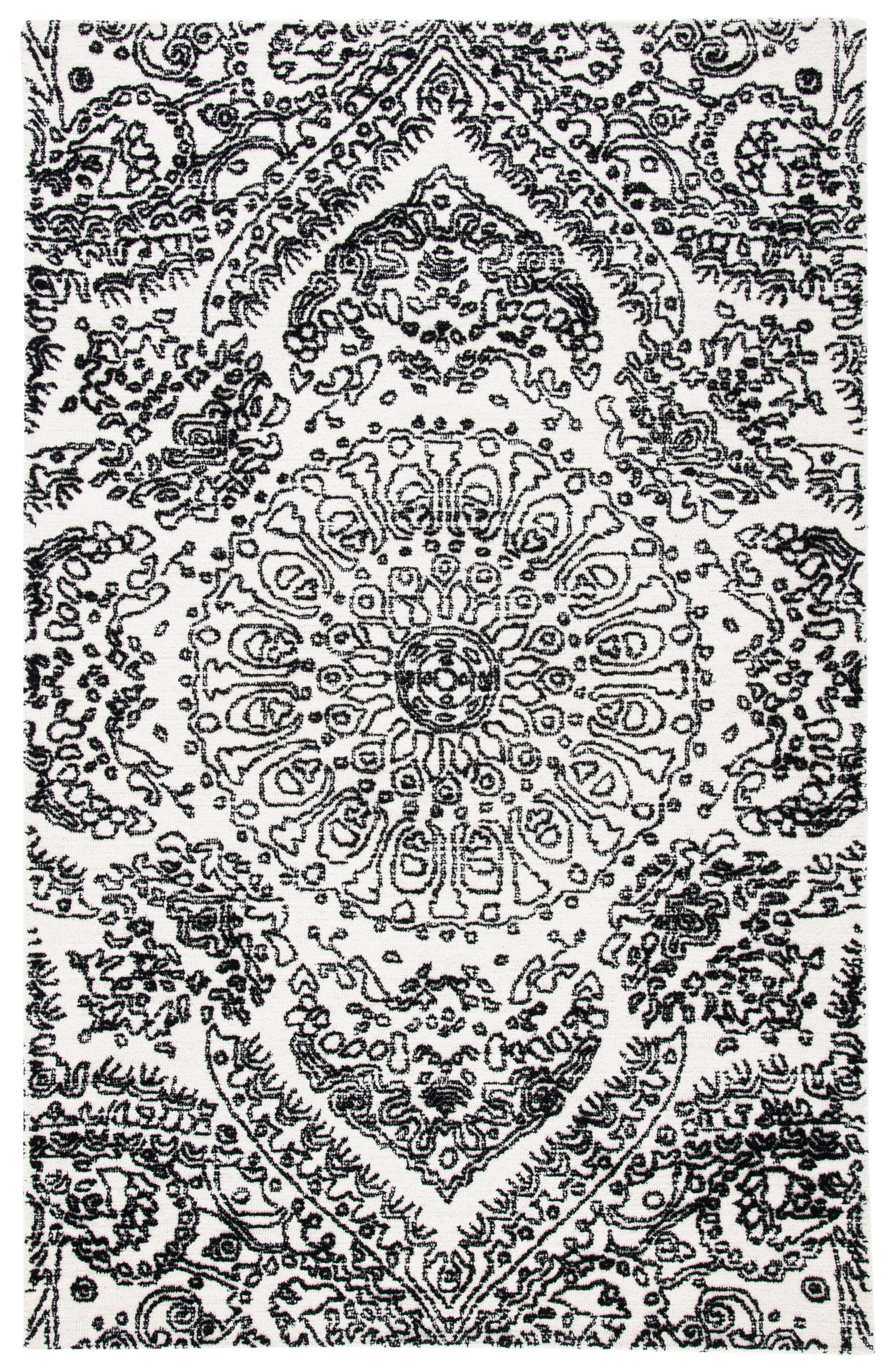 SAFAVIEH Metro Alaois Medallion Area Rug, Ivory/Black, 6' x 9'
