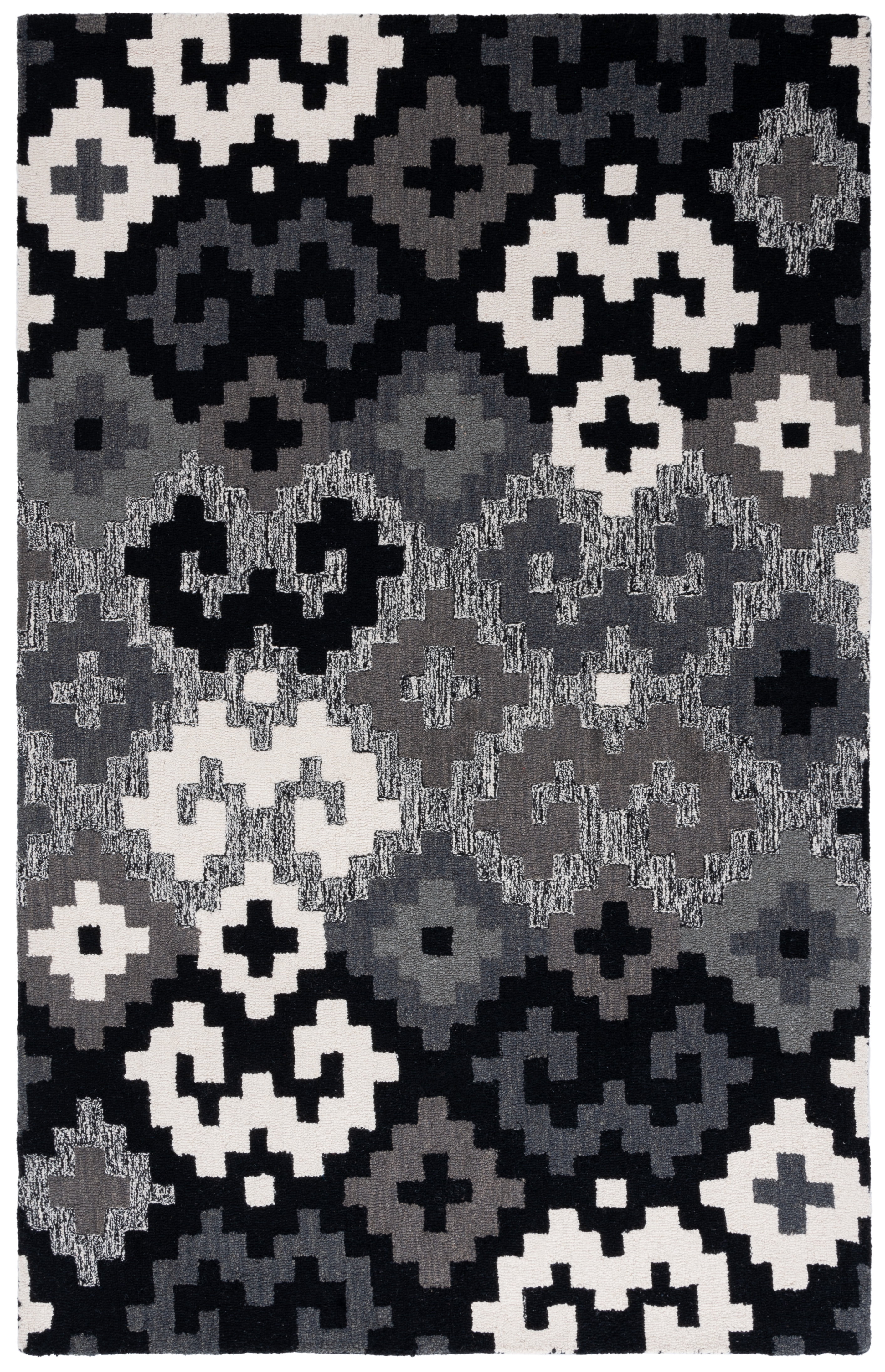 SAFAVIEH Metro Amable Geometric Area Rug, Black/Ivory, 5' x 8'