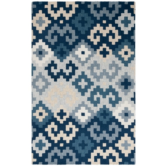 SAFAVIEH Metro Amable Geometric Area Rug, Blue/Ivory, 3' x 5'