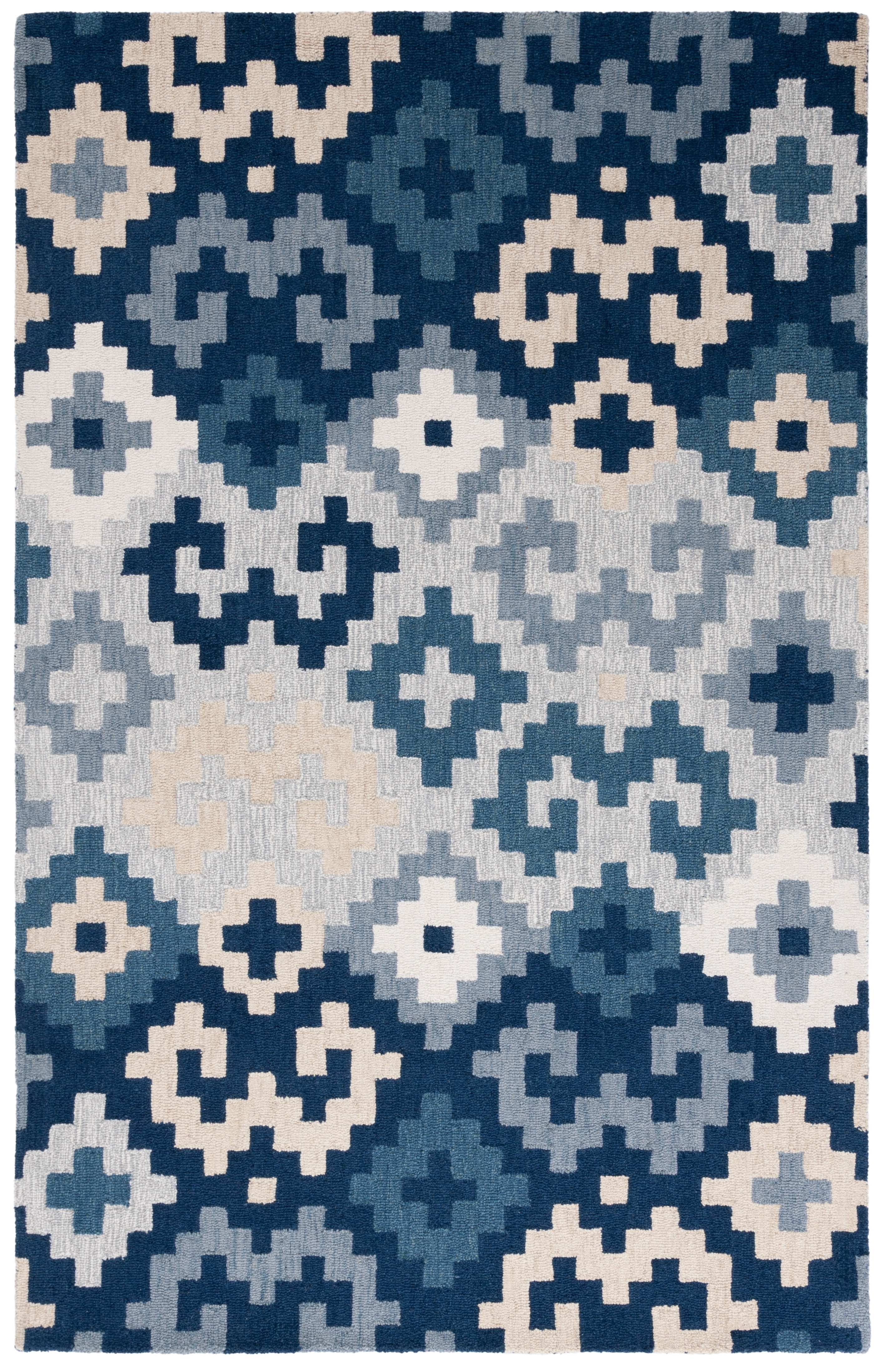 SAFAVIEH Metro Amable Geometric Area Rug, Blue/Ivory, 4' x 6'
