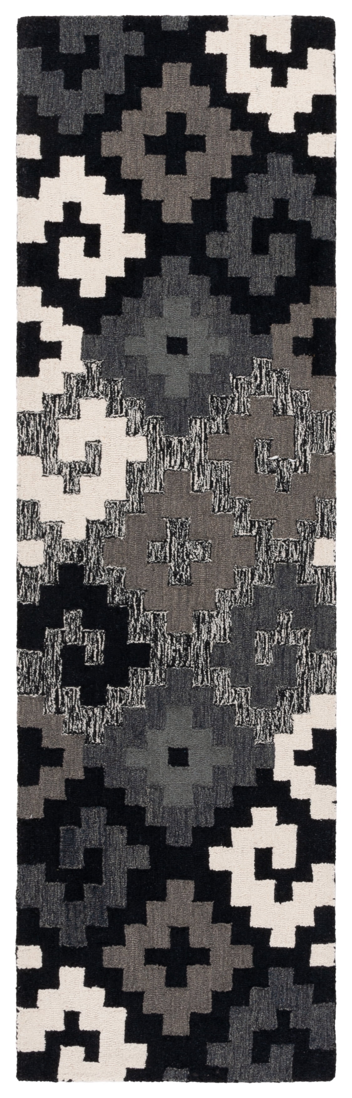 SAFAVIEH Metro Amable Geometric Runner Rug, Black/Ivory, 2'3" x 8'