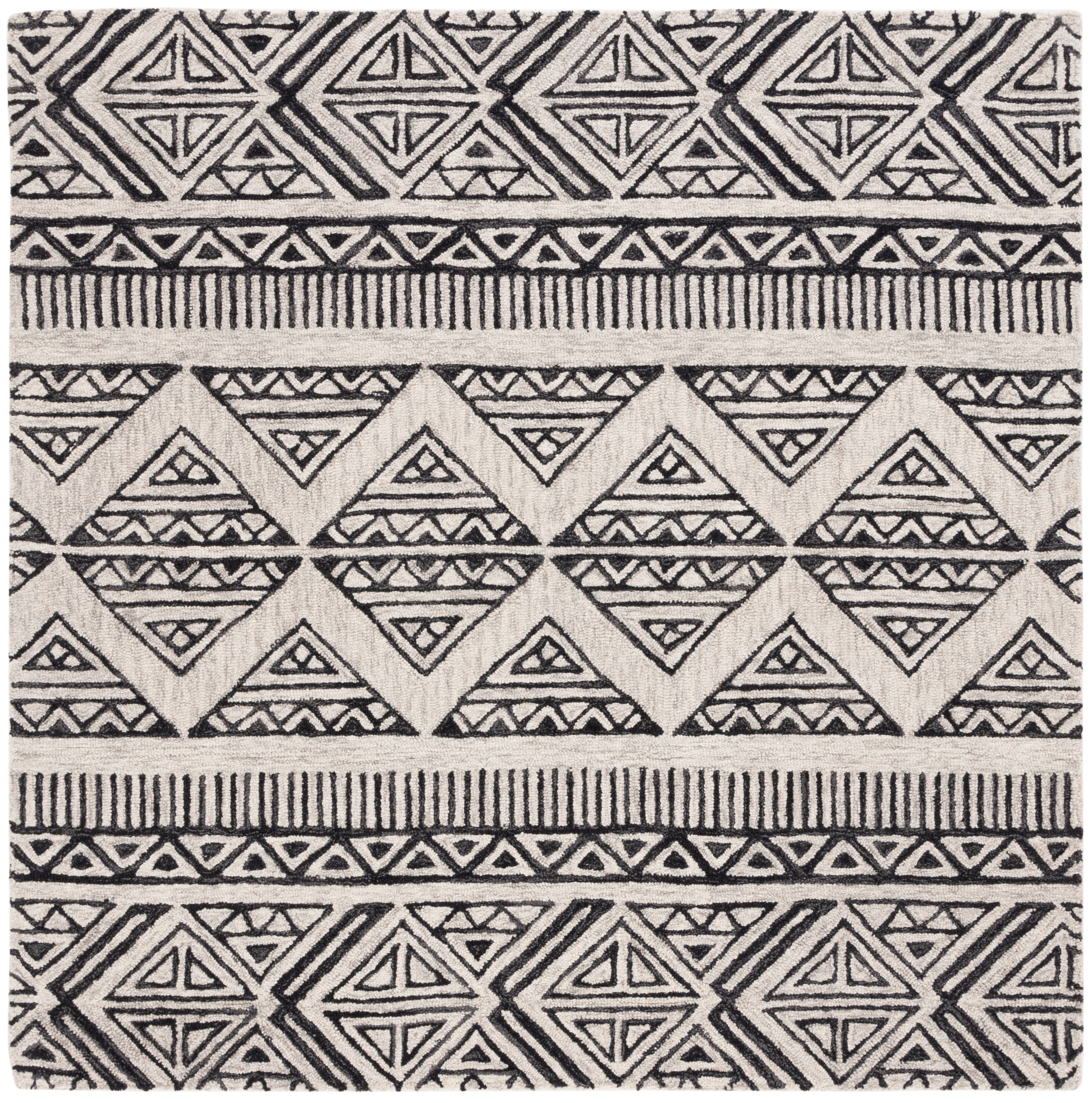 SAFAVIEH Metro Andrew Diamond Area Rug, Black/Beige, 6' x 6' Square