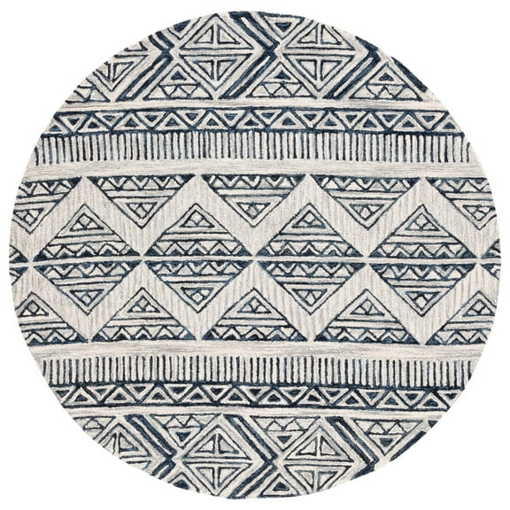 SAFAVIEH Metro Andrew Diamond Area Rug, Blue/Ivory, 6' x 6' Round