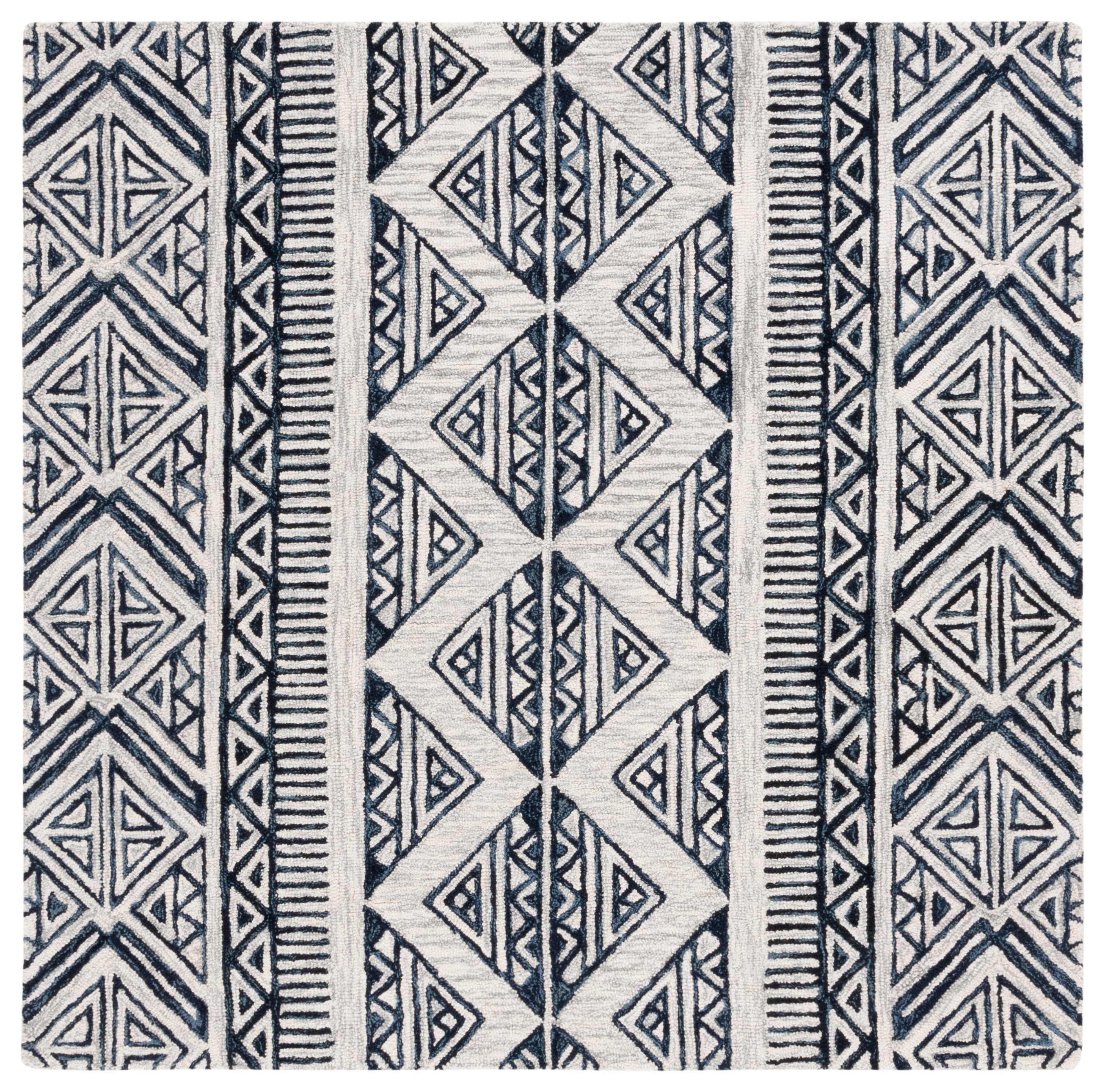 SAFAVIEH Metro Andrew Diamond Area Rug, Blue/Ivory, 6' x 6' Square