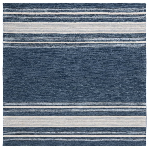 SAFAVIEH Metro Angela Striped Area Rug, Blue/Ivory, 6' x 6' Square