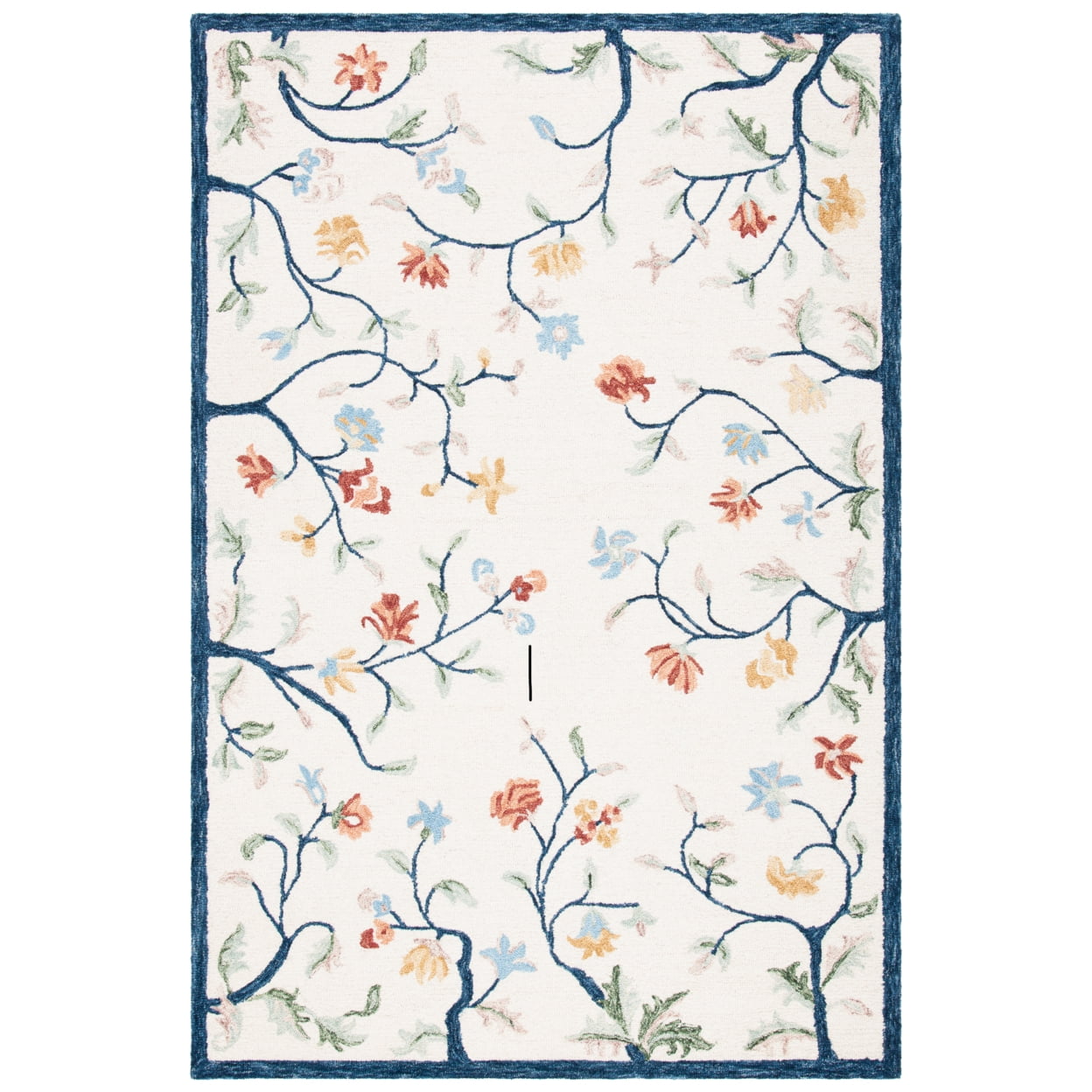 Ivory Floral Handmade Wool 4' x 6' Area Rug