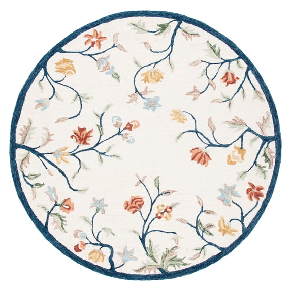 SAFAVIEH Metro Antoine Floral Area Rug, Ivory/Blue, 6' x 6' Round