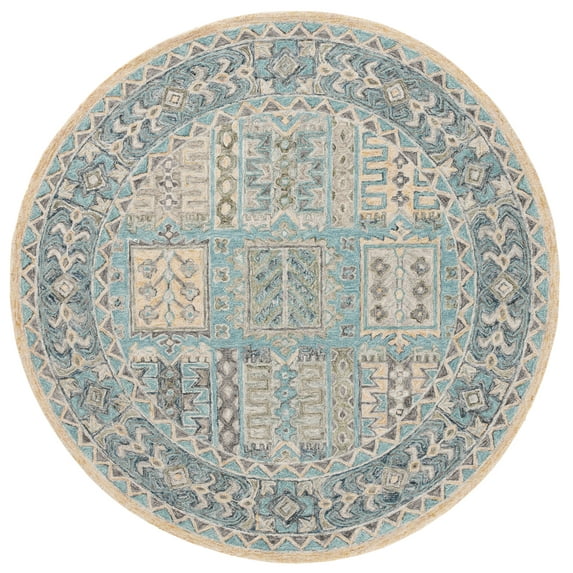 SAFAVIEH Metro Azalea Medallion Area Rug, Teal/Blue, 6' x 6' Round