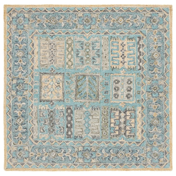 SAFAVIEH Metro Azalea Medallion Area Rug, Teal/Blue, 6' x 6' Square