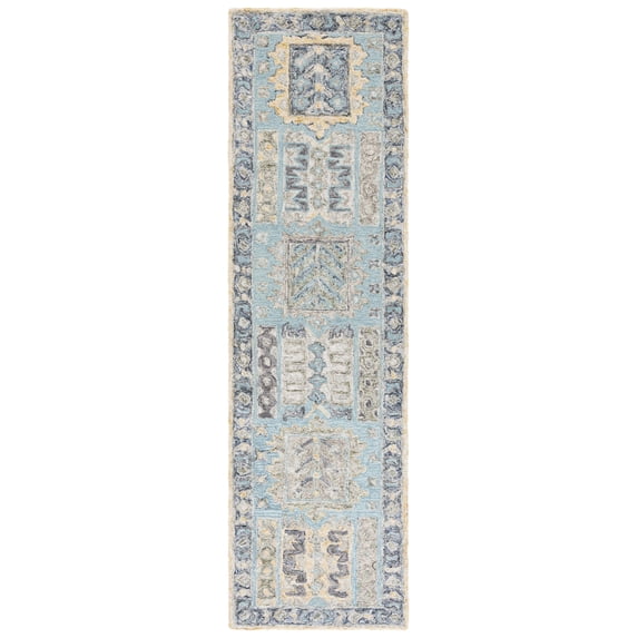 SAFAVIEH Metro Azalea Medallion Runner Rug, Teal/Blue, 2'3" x 8'