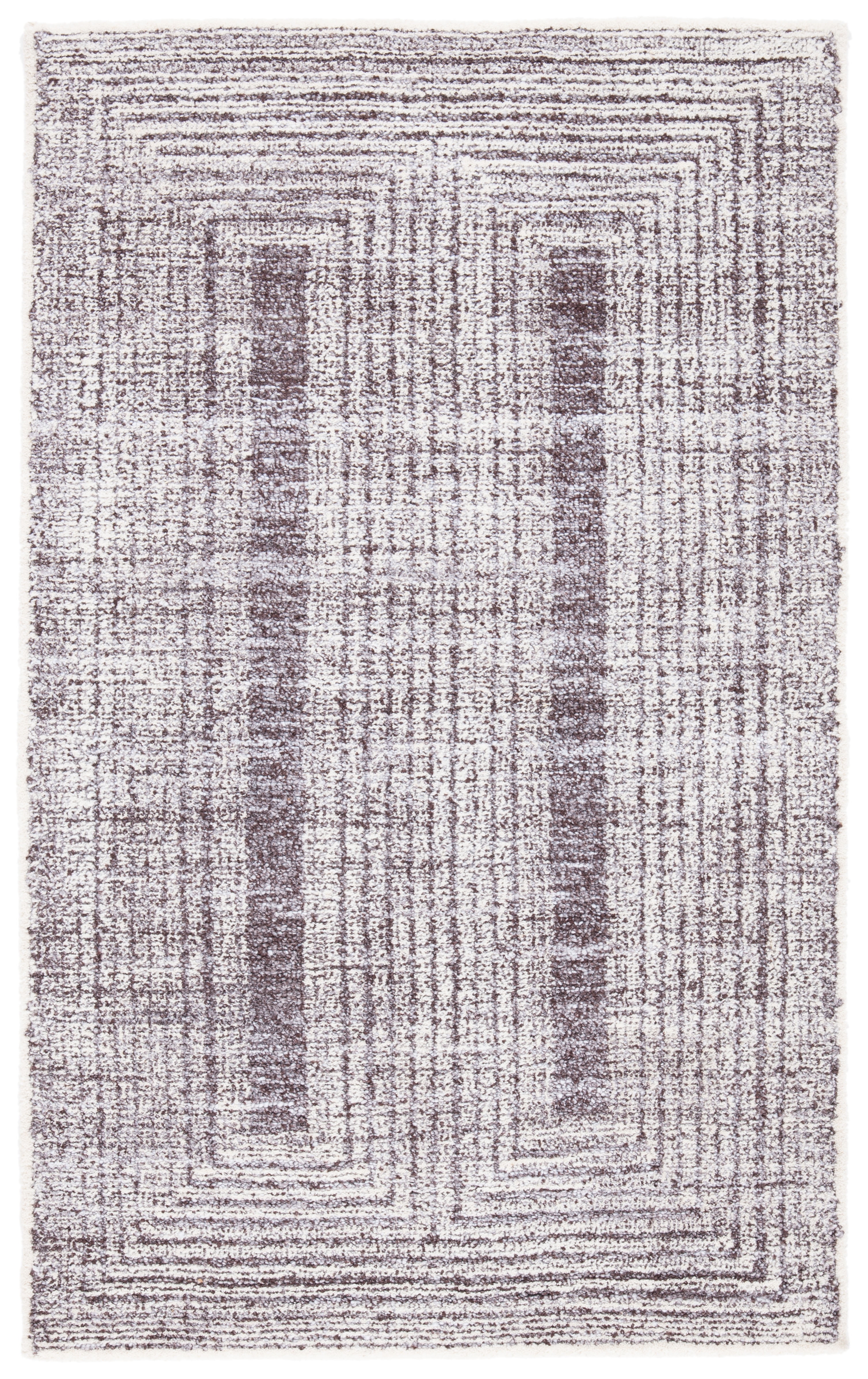 Grey and Ivory Hand-Tufted Wool Rectangular Area Rug, 4' x 6'