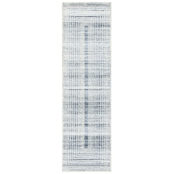 SAFAVIEH Metro Bayon Bordered Runner Rug, Light Grey/Ivory, 2'3" x 8'