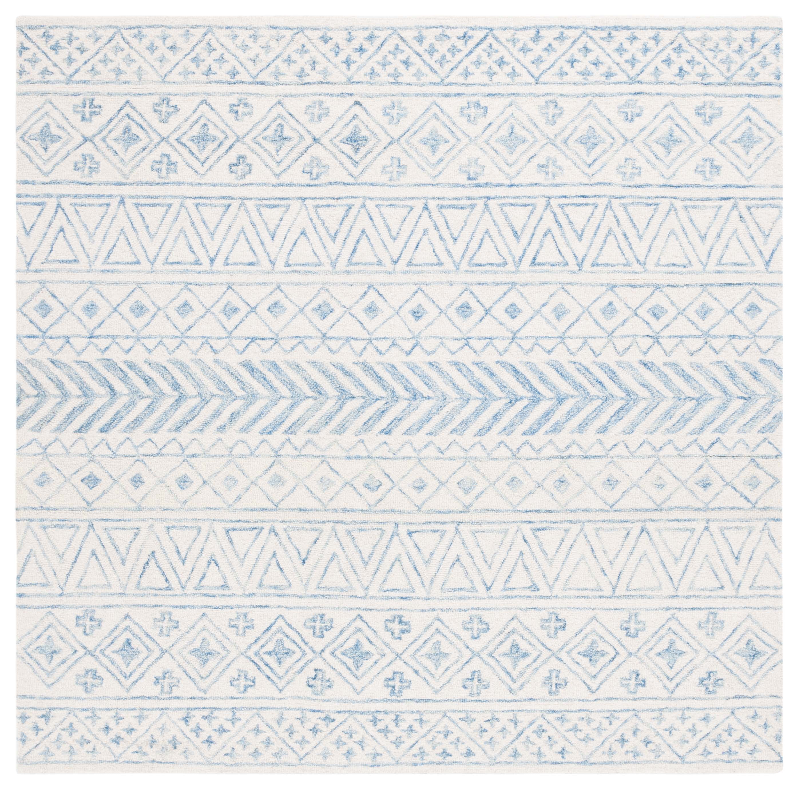 SAFAVIEH Metro Beaumont Southwestern Area Rug, Ivory/Blue, 6' x 6' Square