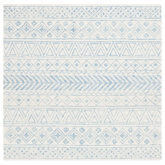 SAFAVIEH Metro Beaumont Southwestern Area Rug, Ivory/Blue, 6' x 6' Square