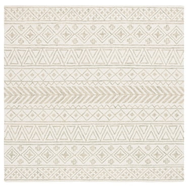 SAFAVIEH Metro Beaumont Southwestern Area Rug, Ivory/Light Green, 6' x 6' Square