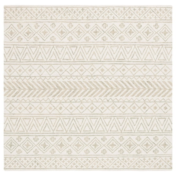 SAFAVIEH Metro Beaumont Southwestern Area Rug, Ivory/Light Green, 6' x 6' Square