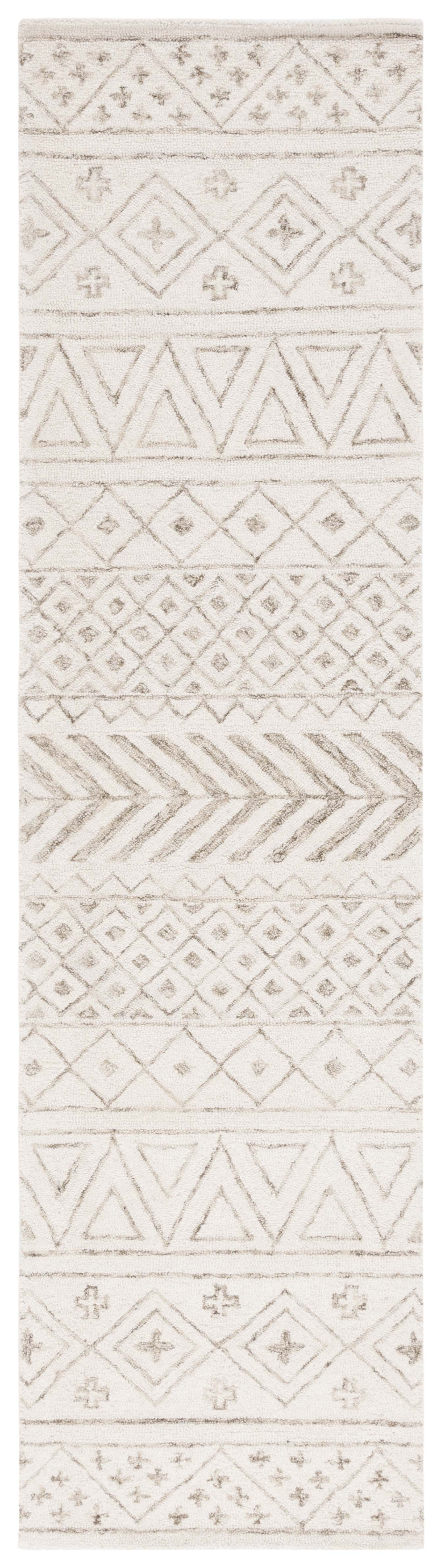 Ivory and Sage Hand-Tufted Wool Runner Rug, 2'3" x 9'