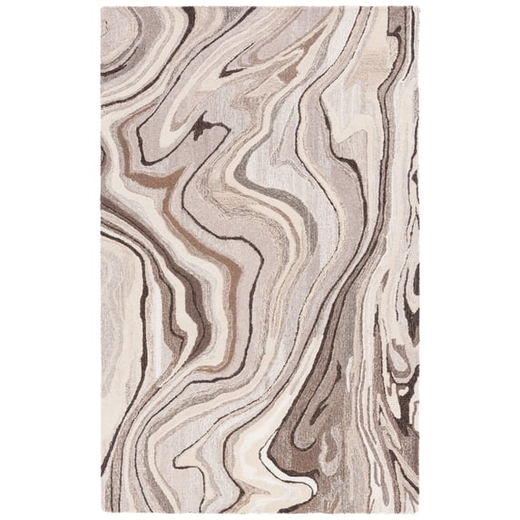 SAFAVIEH Metro Bedelia Wavy Marble Area Rug, Brown/Ivory, 6' x 9'