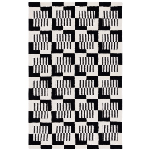 SAFAVIEH Metro Bertrand Geometric Area Rug, Black/Ivory, 3' x 5'