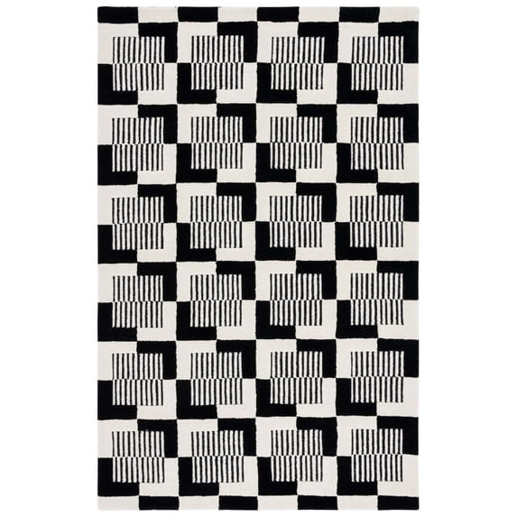SAFAVIEH Metro Bertrand Geometric Area Rug, Black/Ivory, 4' x 6'
