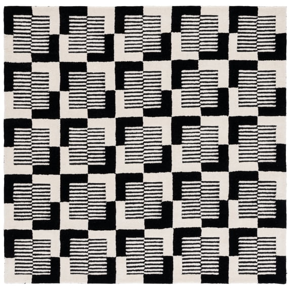 SAFAVIEH Metro Bertrand Geometric Area Rug, Black/Ivory, 6' x 6' Square