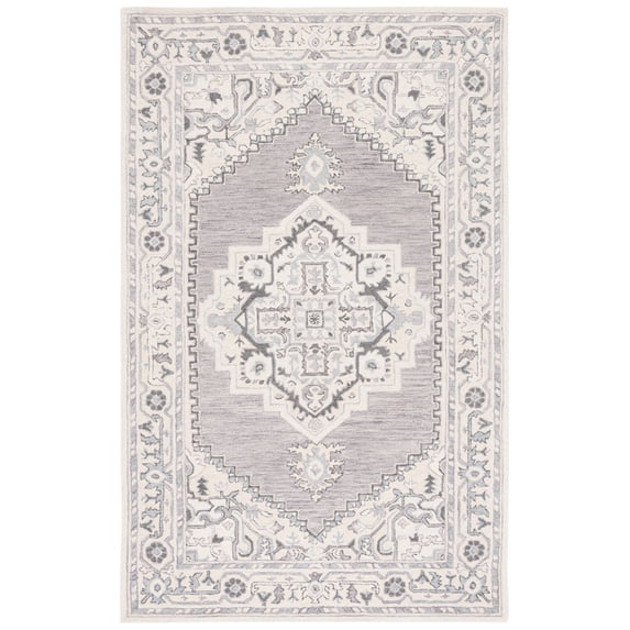 SAFAVIEH Metro Bevis Medallion Area Rug, Grey/Ivory, 6' x 9'