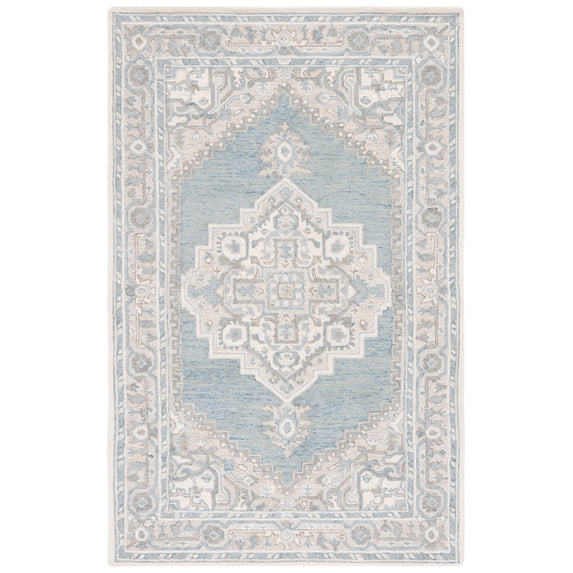 SAFAVIEH Metro Bevis Medallion Area Rug, Light Blue/Ivory, 3' x 5'