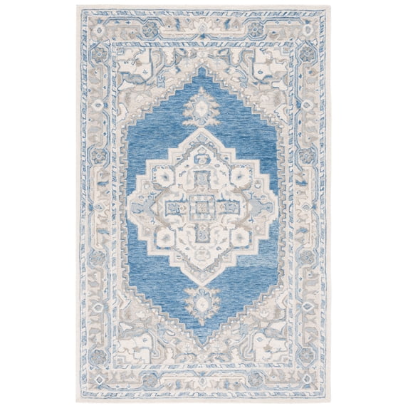 SAFAVIEH Metro Bevis Medallion Area Rug, Navy/Ivory, 5' x 8'