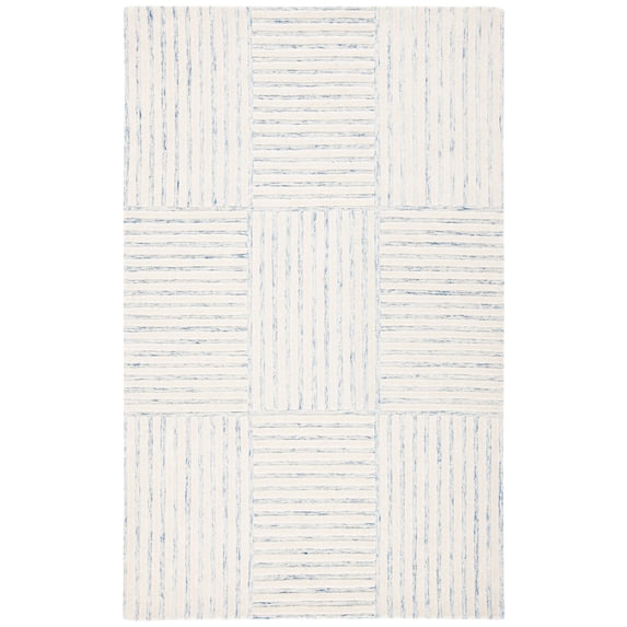 SAFAVIEH Metro Brenton Geometric Striped Area Rug, Blue/Ivory, 4' x 6'