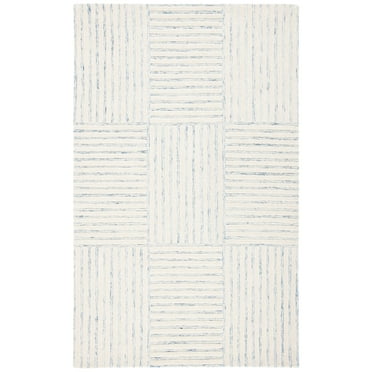 SAFAVIEH Metro Brenton Geometric Striped Area Rug, Blue/Ivory, 8' x 10'