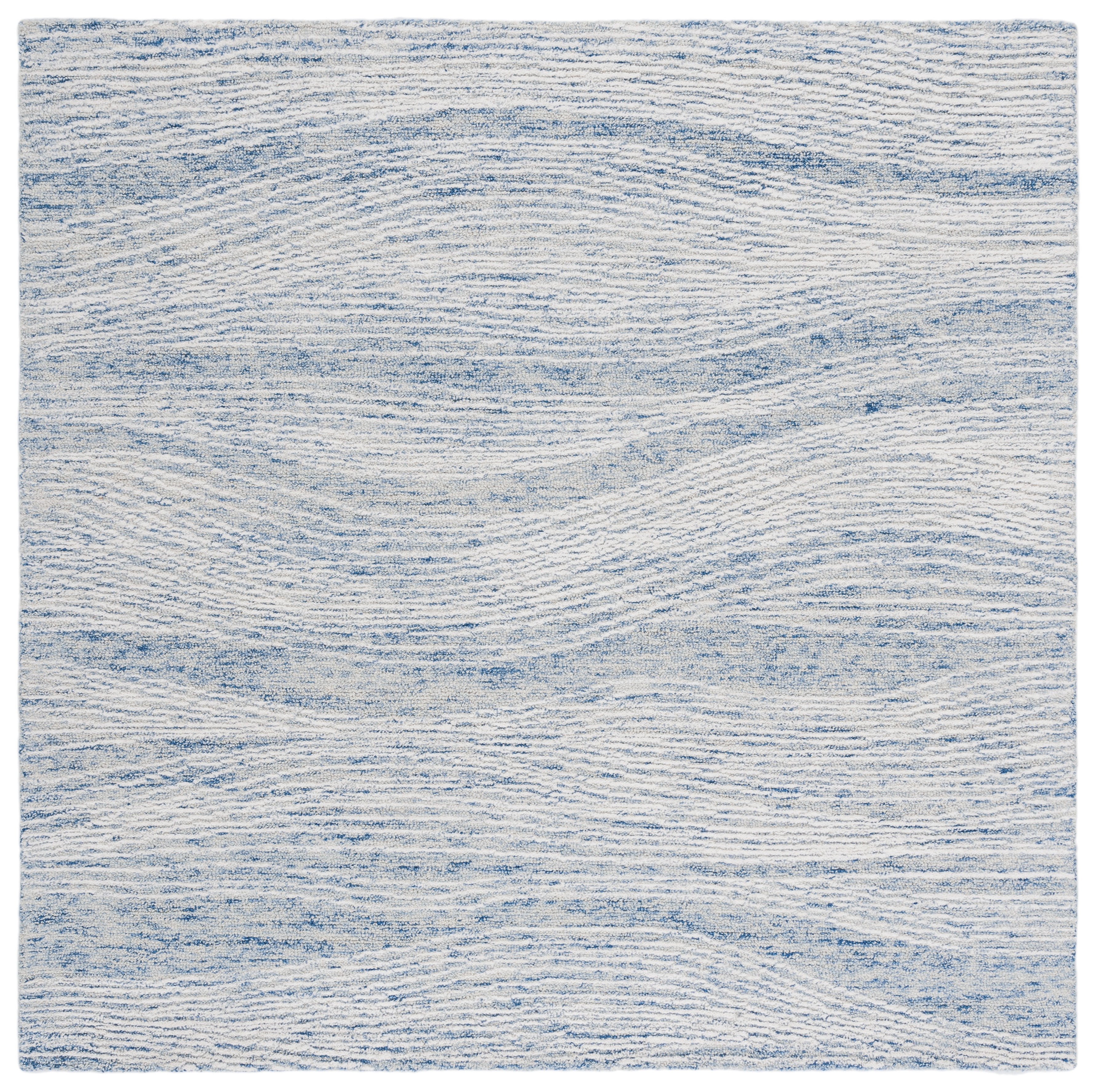 Hand-Tufted Elegance Wool Square Rug in Vivid Blue
