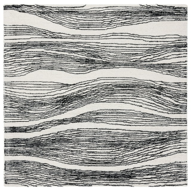 SAFAVIEH Metro Bridget Abstract Area Rug, Ivory/Black, 6' x 6' Square