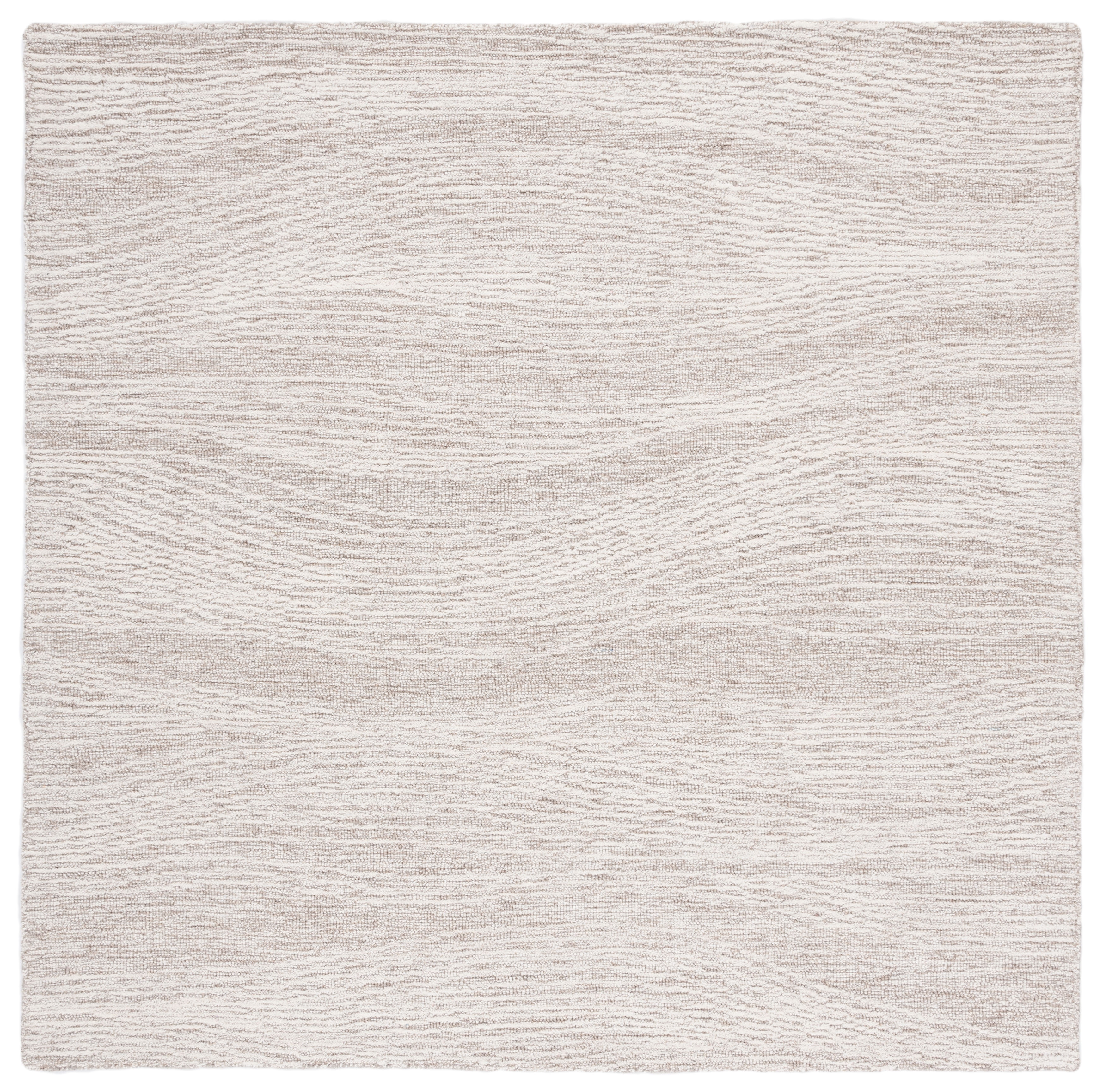 Ivory Elegance 6' Square Hand-Tufted Wool Area Rug