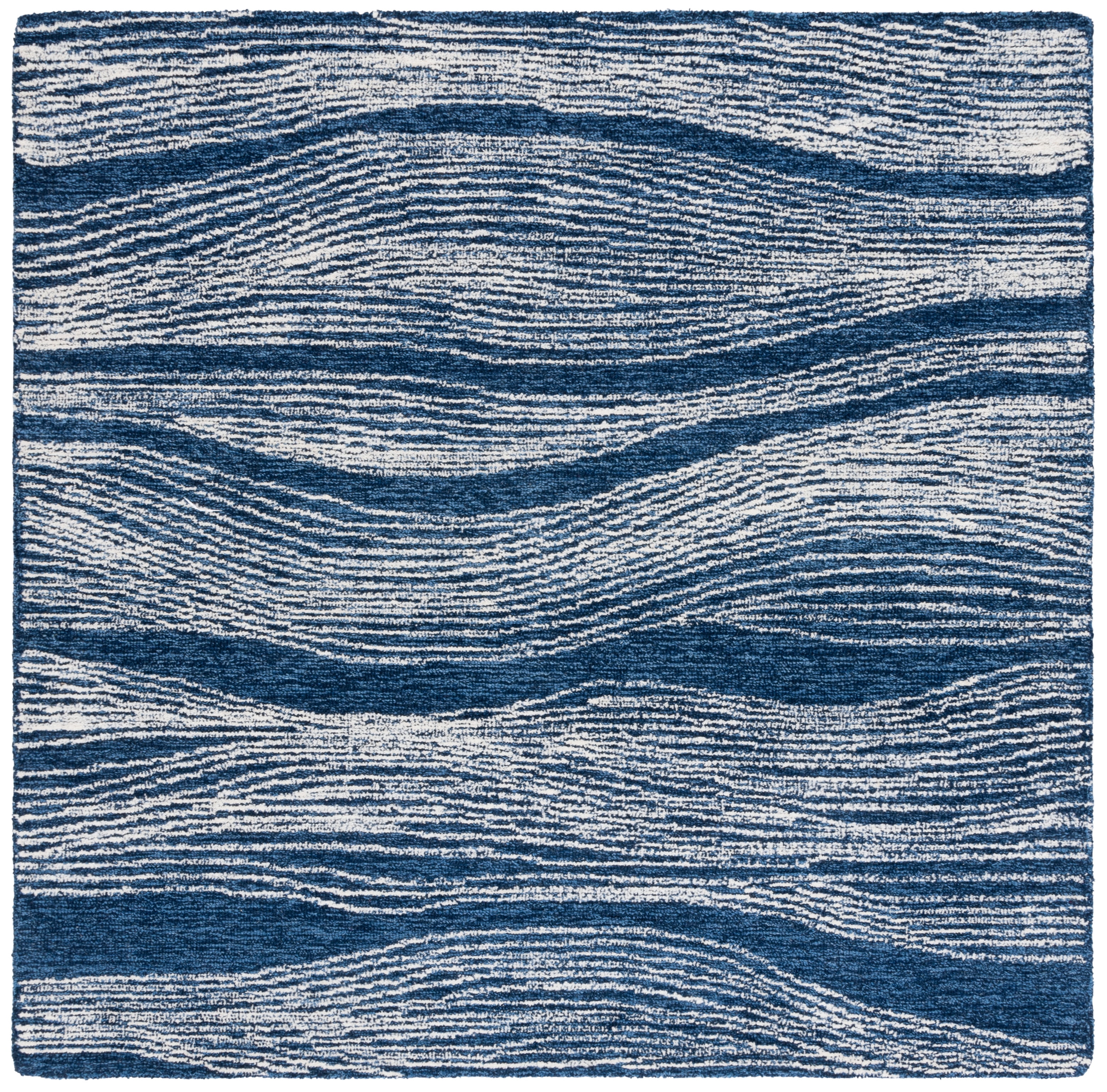 SAFAVIEH Metro Bridget Abstract Area Rug, Navy/Ivory, 6' x 6' Square