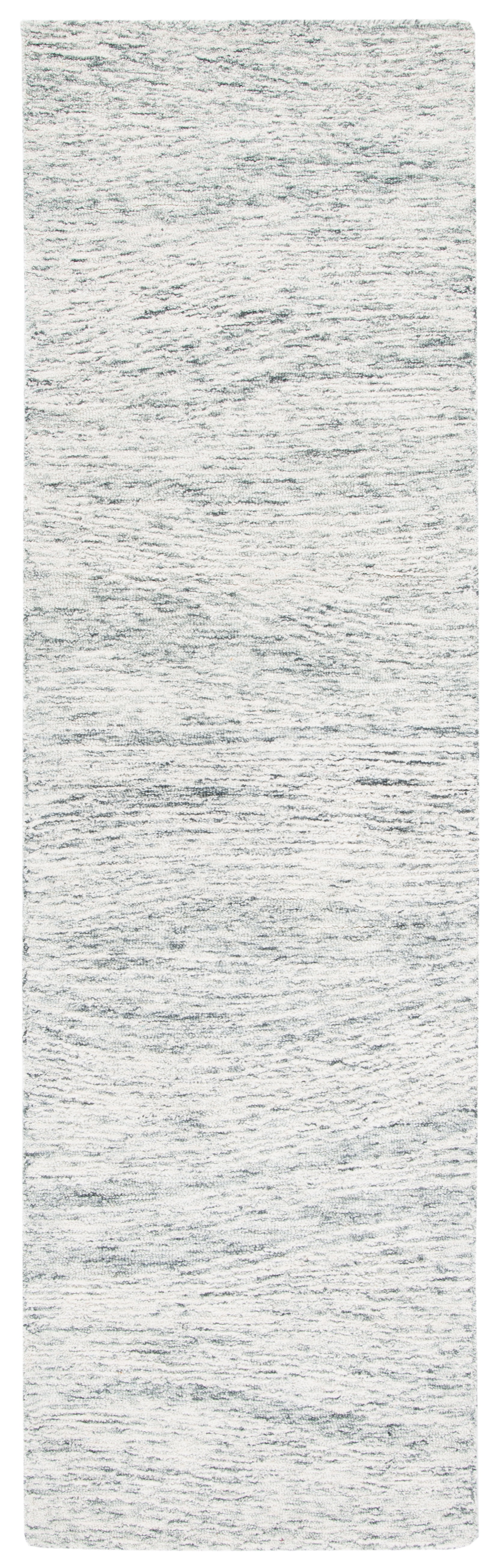 Handmade Dark Grey and Ivory Wool Runner Rug