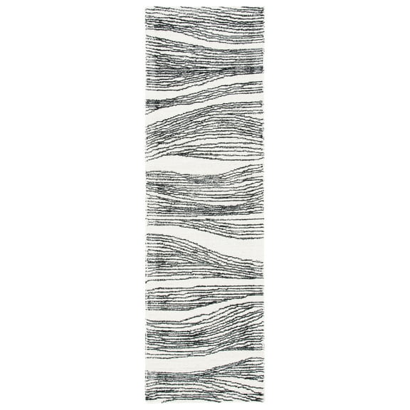 SAFAVIEH Metro Bridget Abstract Runner Rug, Ivory/Black, 2'3" x 8'