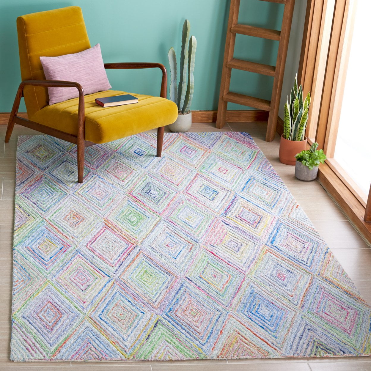 SAFAVIEH Metro Bronte Diamond Area Rug, Blue/Green, 8' x 10'