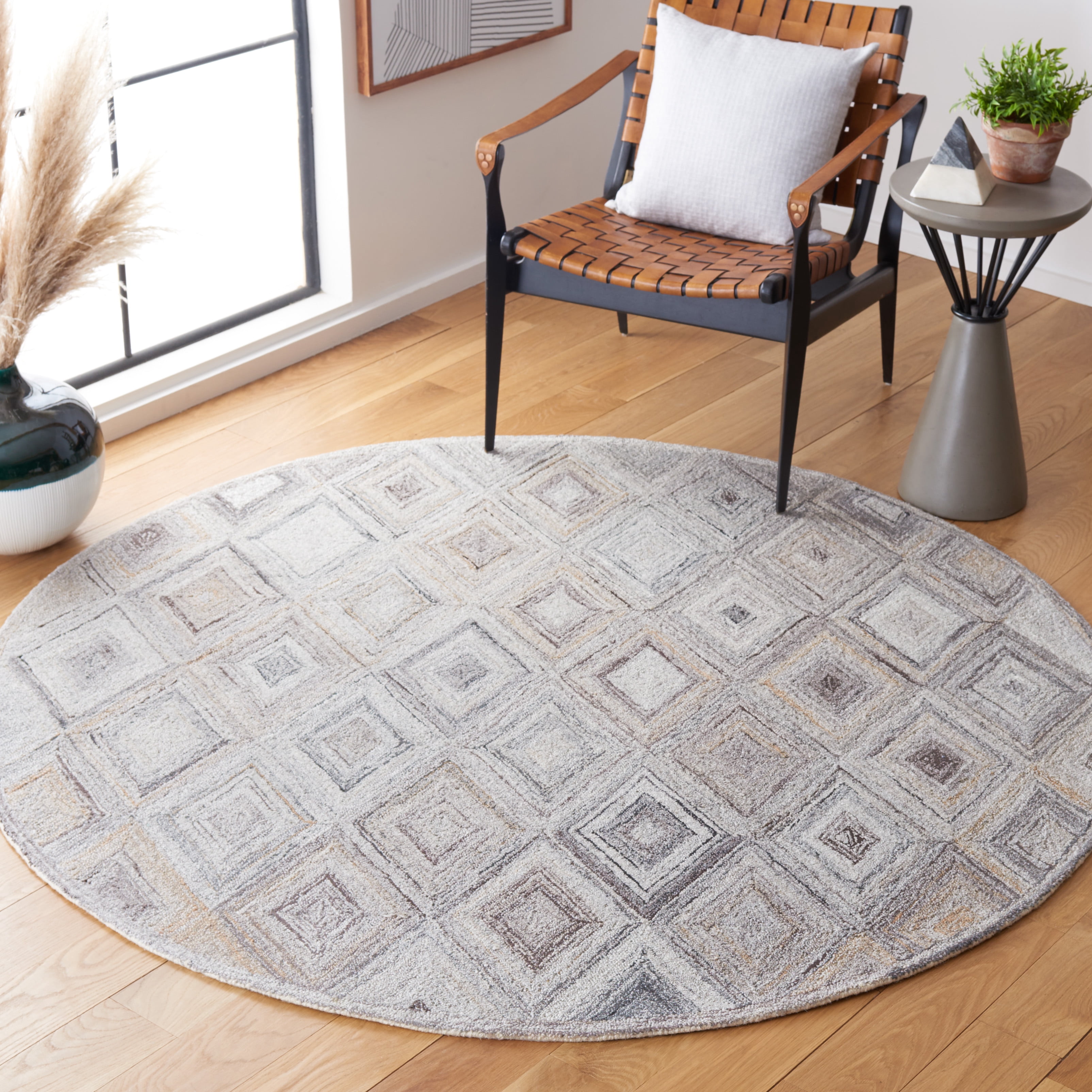 Safavieh Metro Bronte Diamond Area Rug, Gray/Light Brown, 6' x 6' Round