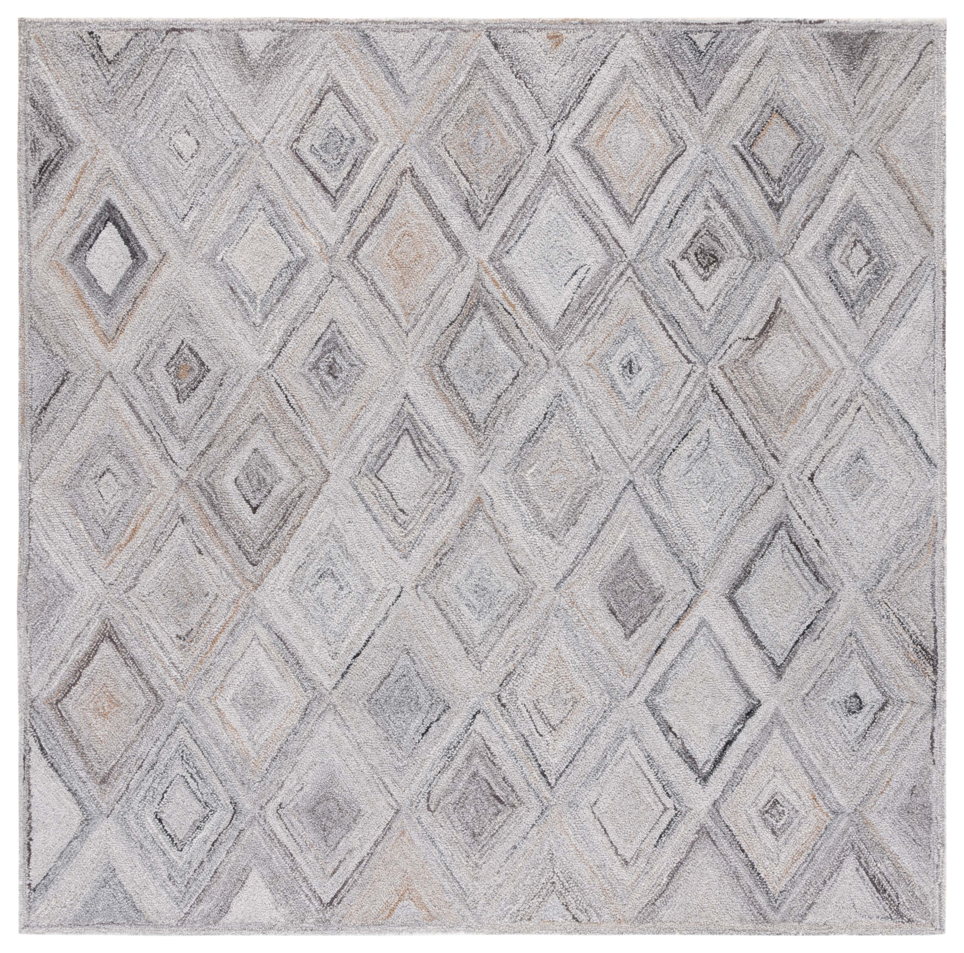 SAFAVIEH Metro Bronte Diamond Area Rug, Grey/Light Brown, 6' x 6' Square