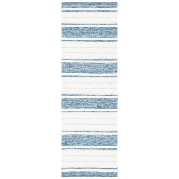 SAFAVIEH Metro Bruno Striped Runner Rug, Blue/Ivory, 2'3" x 8'
