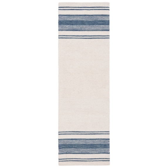 SAFAVIEH Metro Caylee Striped Runner Rug, Ivory/Blue, 2'3" x 8'