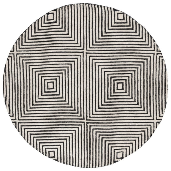 SAFAVIEH Metro Chodak Abstract Area Rug, Black/Beige, 6' x 6' Round