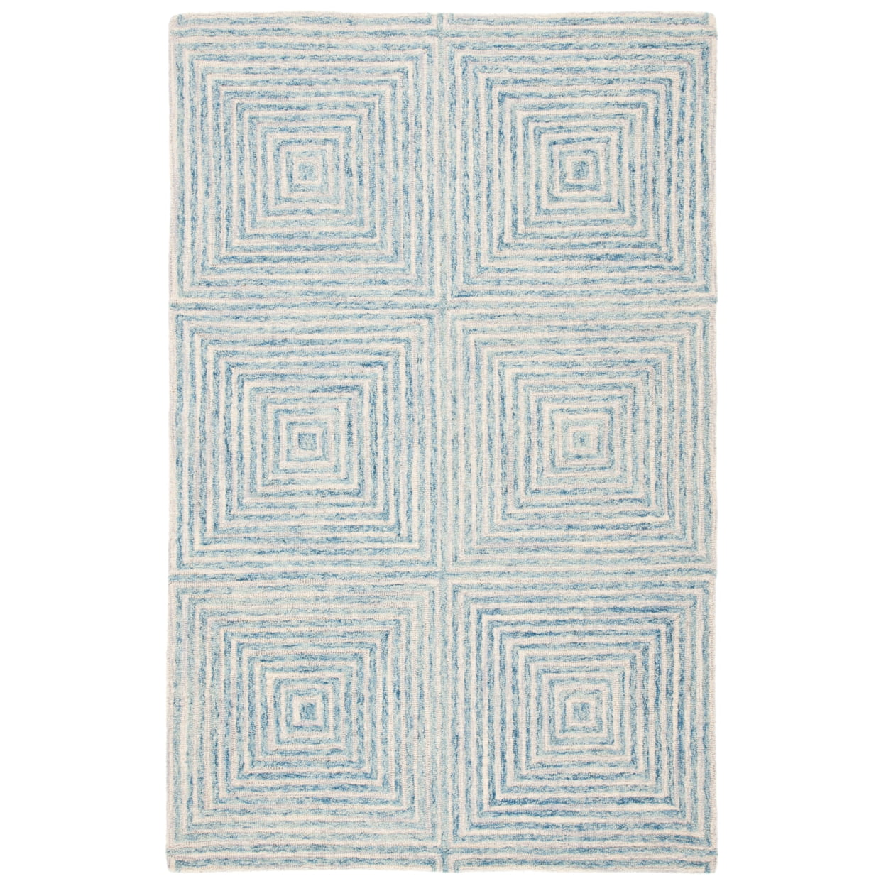 Light Blue Hand-Tufted Wool Rectangular Area Rug 4' x 6'