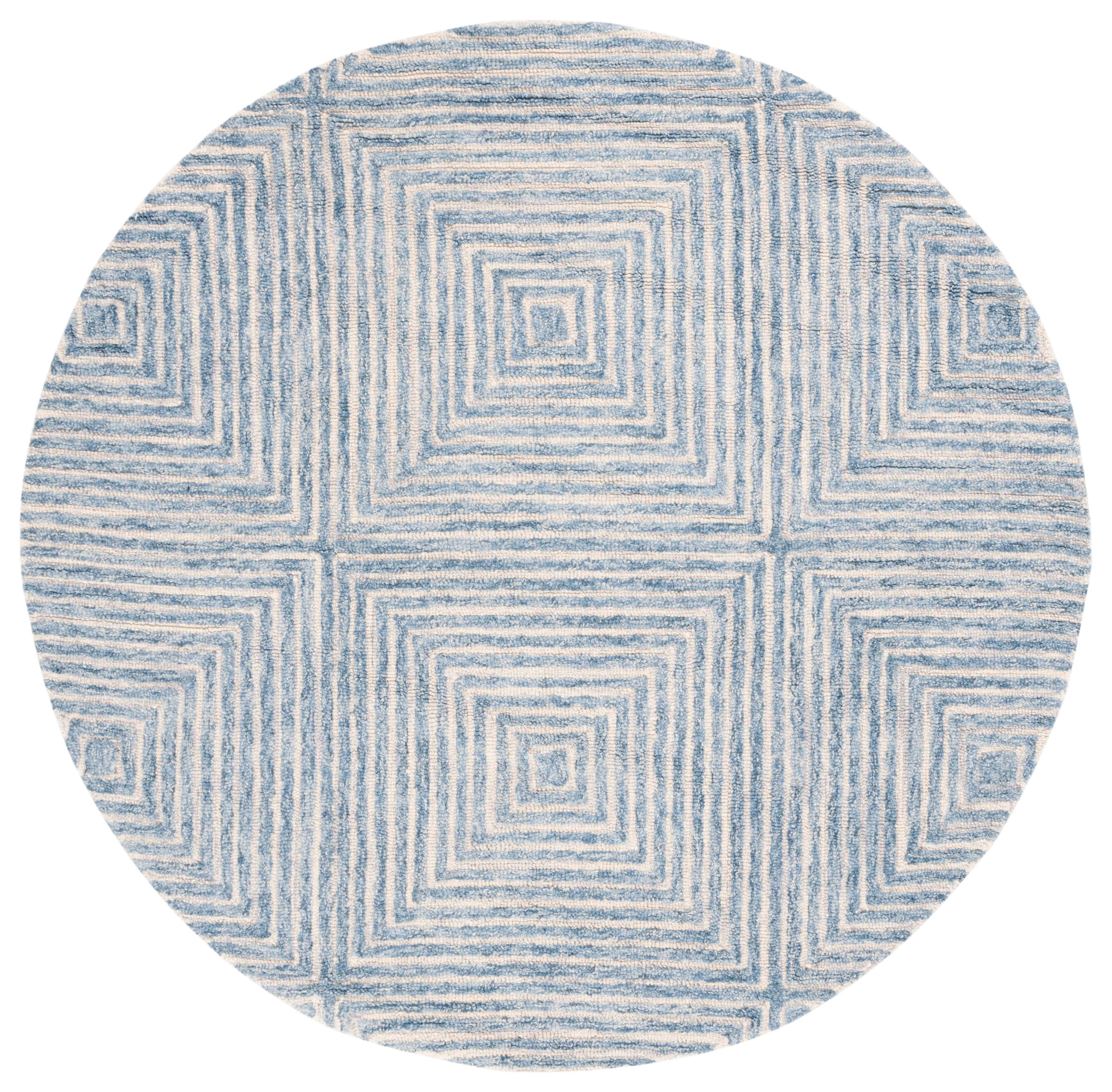 SAFAVIEH Metro Chodak Abstract Area Rug, Light Blue/Ivory, 6' x 6' Round